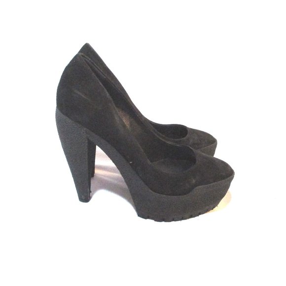 NEW BURBERRY Suede Leather High Heel Platform Shoe - Picture 2 of 7